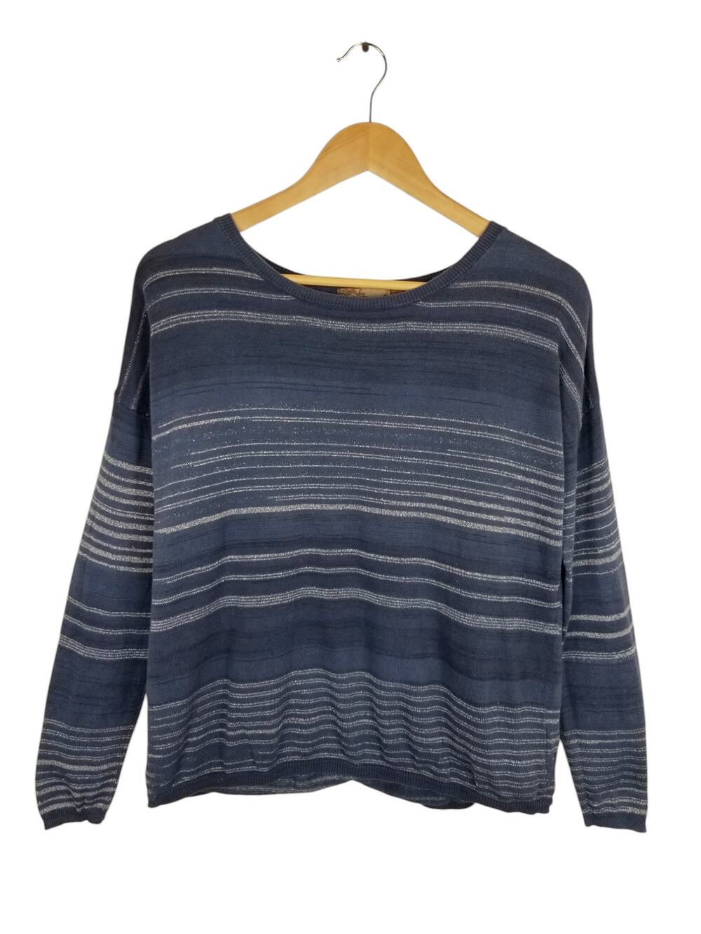 Prana Adelaide Blue Silver Women's Split Back Sweater Size Small